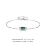 Oval Green Zircon Chain Bracelet Sparkling 925 Sterling Silver