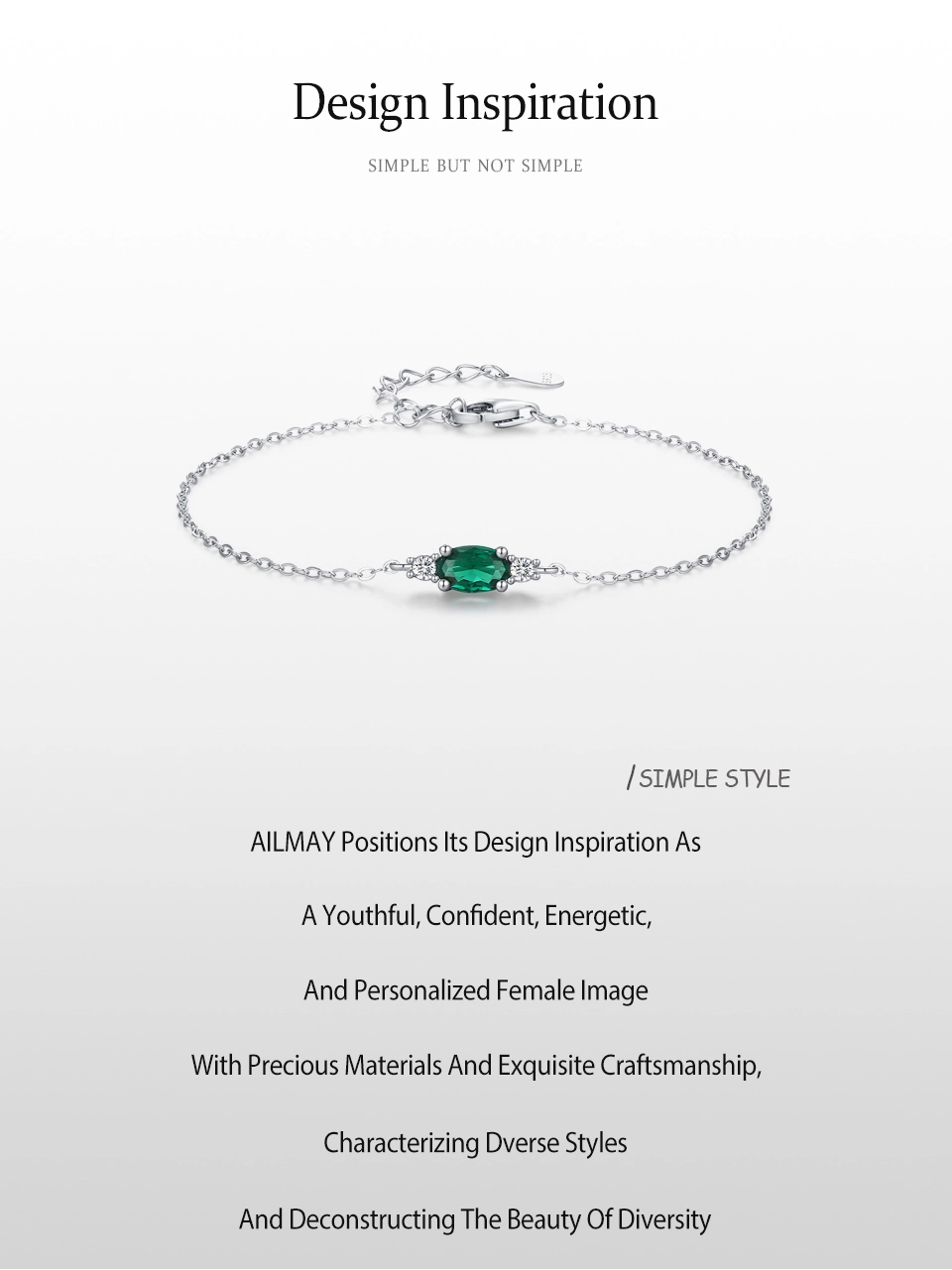 Oval Green Zircon Chain Bracelet Sparkling 925 Sterling Silver
