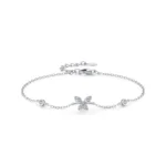 Sweet Shining Zircon Butterfly Chain Bracelet 925 Sterling Silver