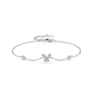 Sweet Shining Zircon Butterfly Chain Bracelet 925 Sterling Silver