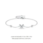 Sweet Shining Zircon Butterfly Chain Bracelet 925 Sterling Silver
