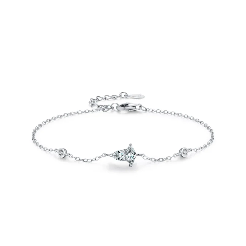 Summer Geometric Design Zircon Chain Bracelet 925 Sterling Silver