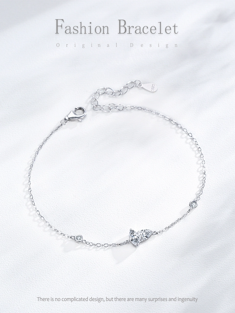 Summer Geometric Design Zircon Chain Bracelet 925 Sterling Silver