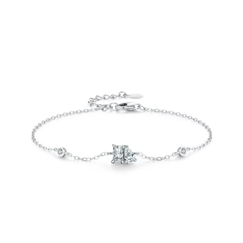 Geometric Design Chain Bracelet 100% 925 Sterling Silver
