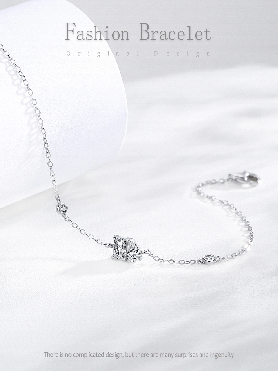 Geometric Design Chain Bracelet 100% 925 Sterling Silver