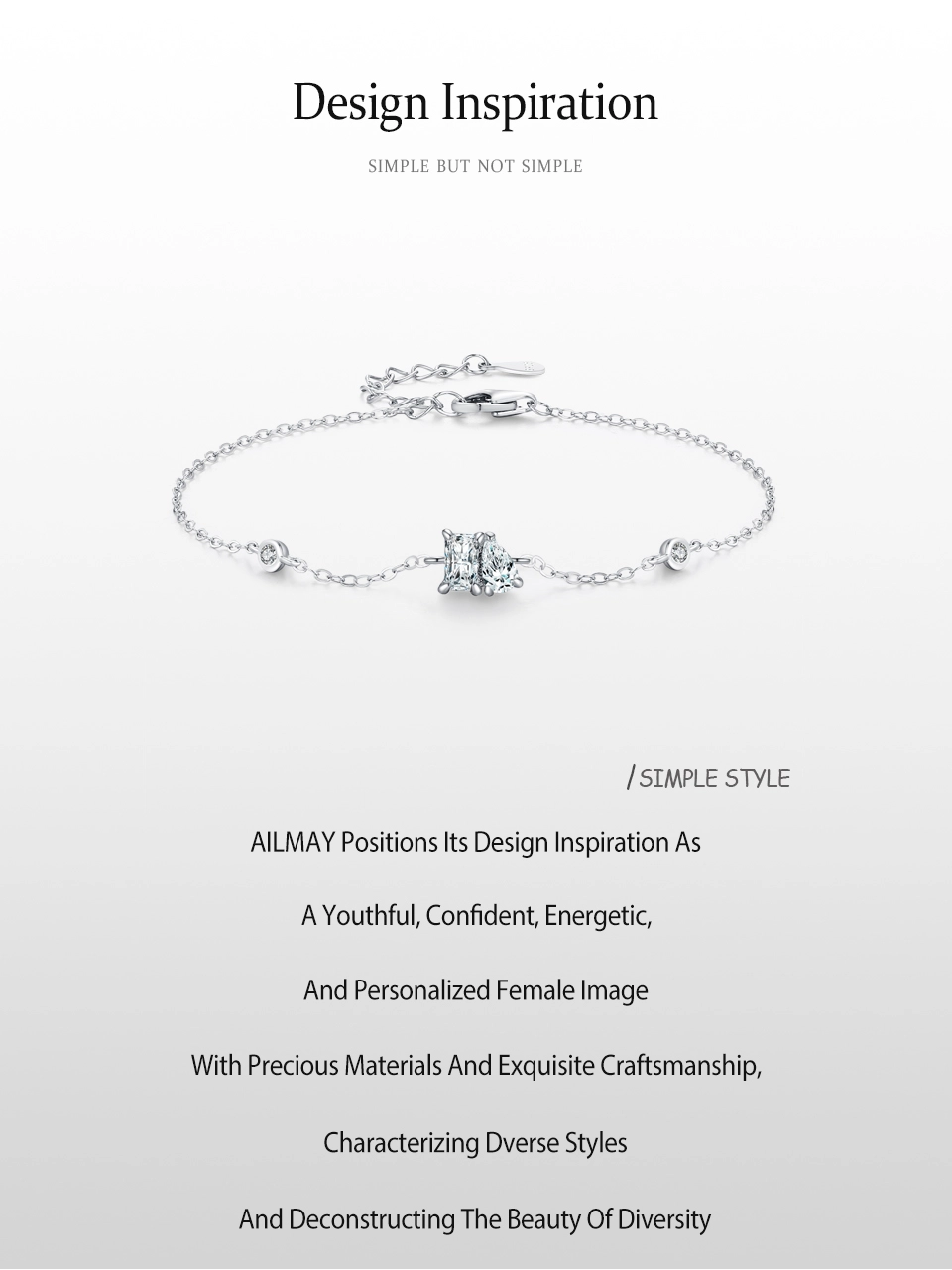 Geometric Design Chain Bracelet 100% 925 Sterling Silver