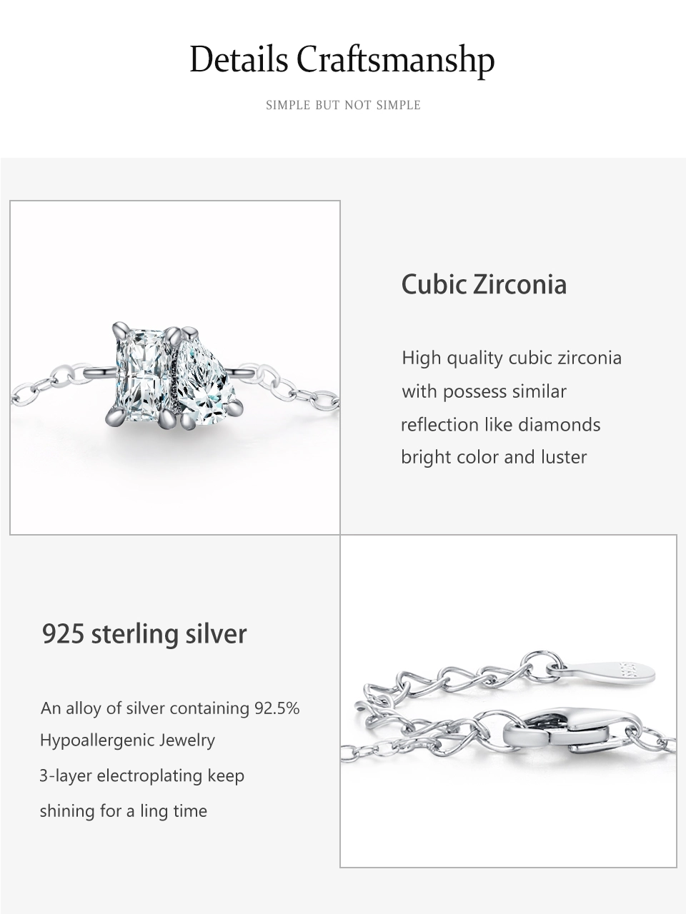 Geometric Design Chain Bracelet 100% 925 Sterling Silver