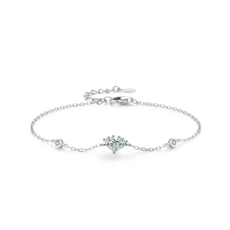 Classic Sweet Heart Fashion Chain Bracelet 925 Sterling Silver