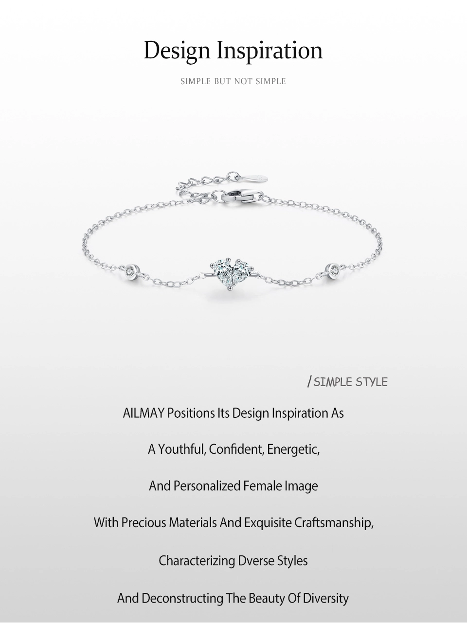 Classic Sweet Heart Fashion Chain Bracelet 925 Sterling Silver