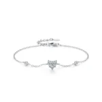 Dazzling Clear Zircon Heart-shaped Chain Bracelet 925 Sterling Silver