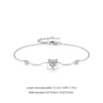 Dazzling Clear Zircon Heart-shaped Chain Bracelet 925 Sterling Silver