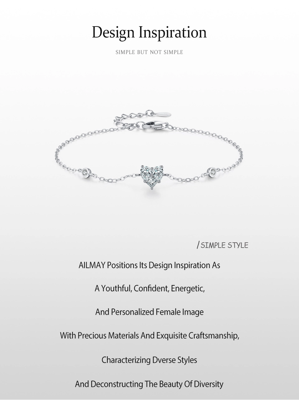 Dazzling Clear Zircon Heart-shaped Chain Bracelet 925 Sterling Silver