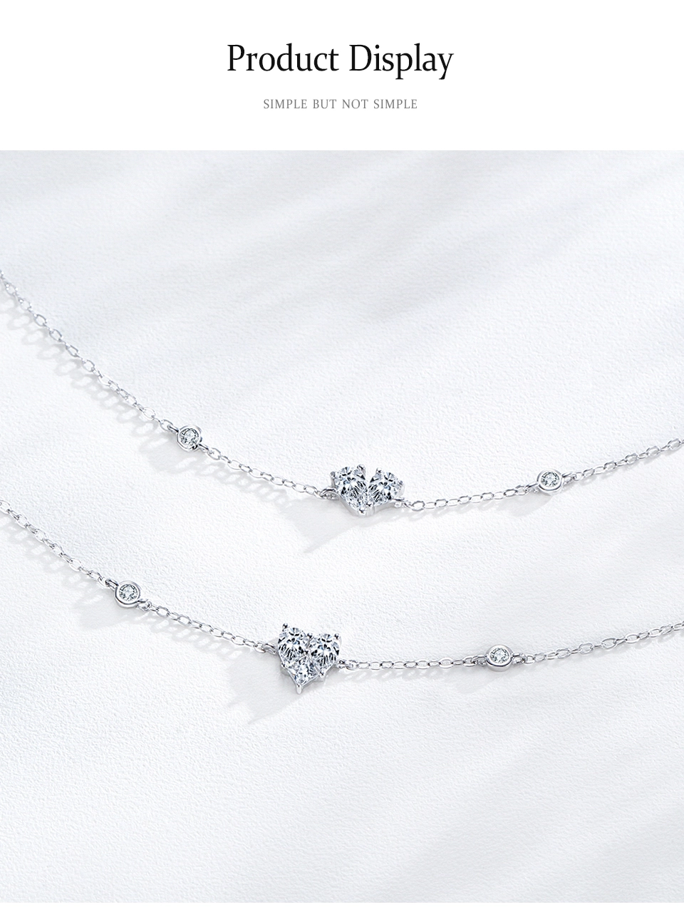 Dazzling Clear Zircon Heart-shaped Chain Bracelet 925 Sterling Silver