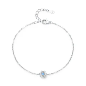 Elegant Six Leaf Flower Chain Bracelet Genuine 925 Sterling Silver