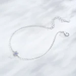 Elegant Six Leaf Flower Chain Bracelet Genuine 925 Sterling Silver
