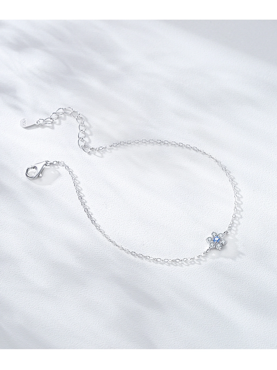 Elegant Six Leaf Flower Chain Bracelet Genuine 925 Sterling Silver