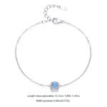 Elegant Sea Blue Zircon Geometric Chain Bracelet 925 Sterling Silver