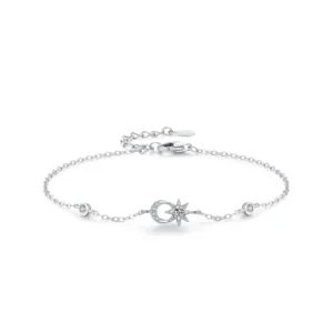 Creative Sun Moon Chain Bracelet 925 Sterling Silver