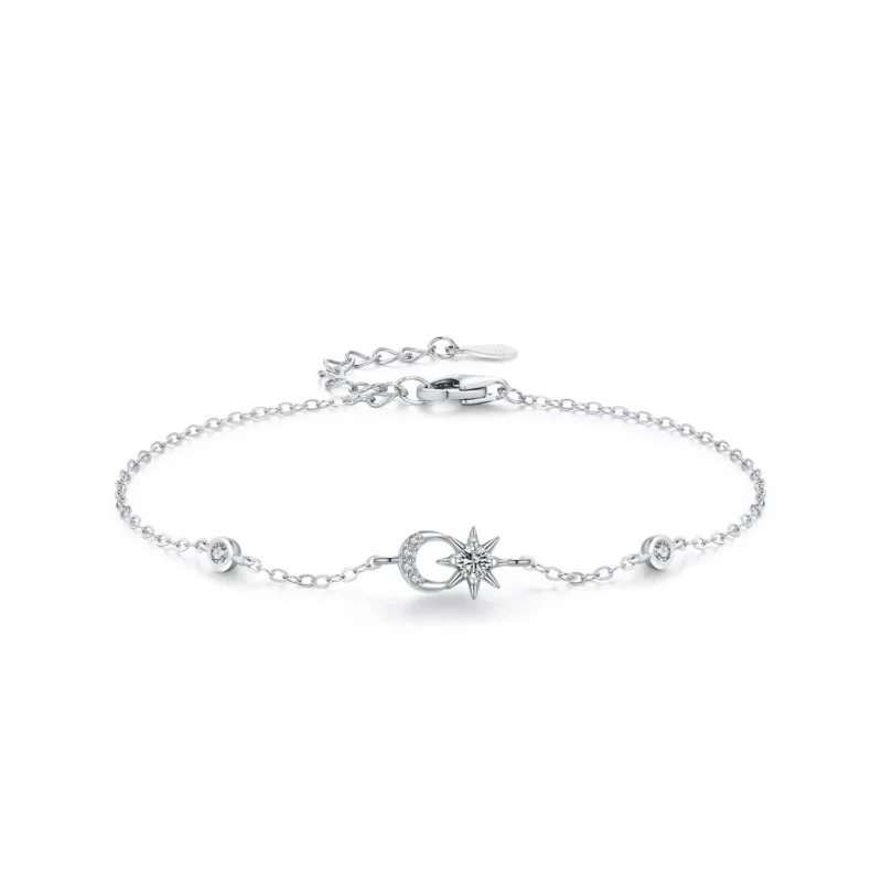 Creative Sun Moon Chain Bracelet 925 Sterling Silver