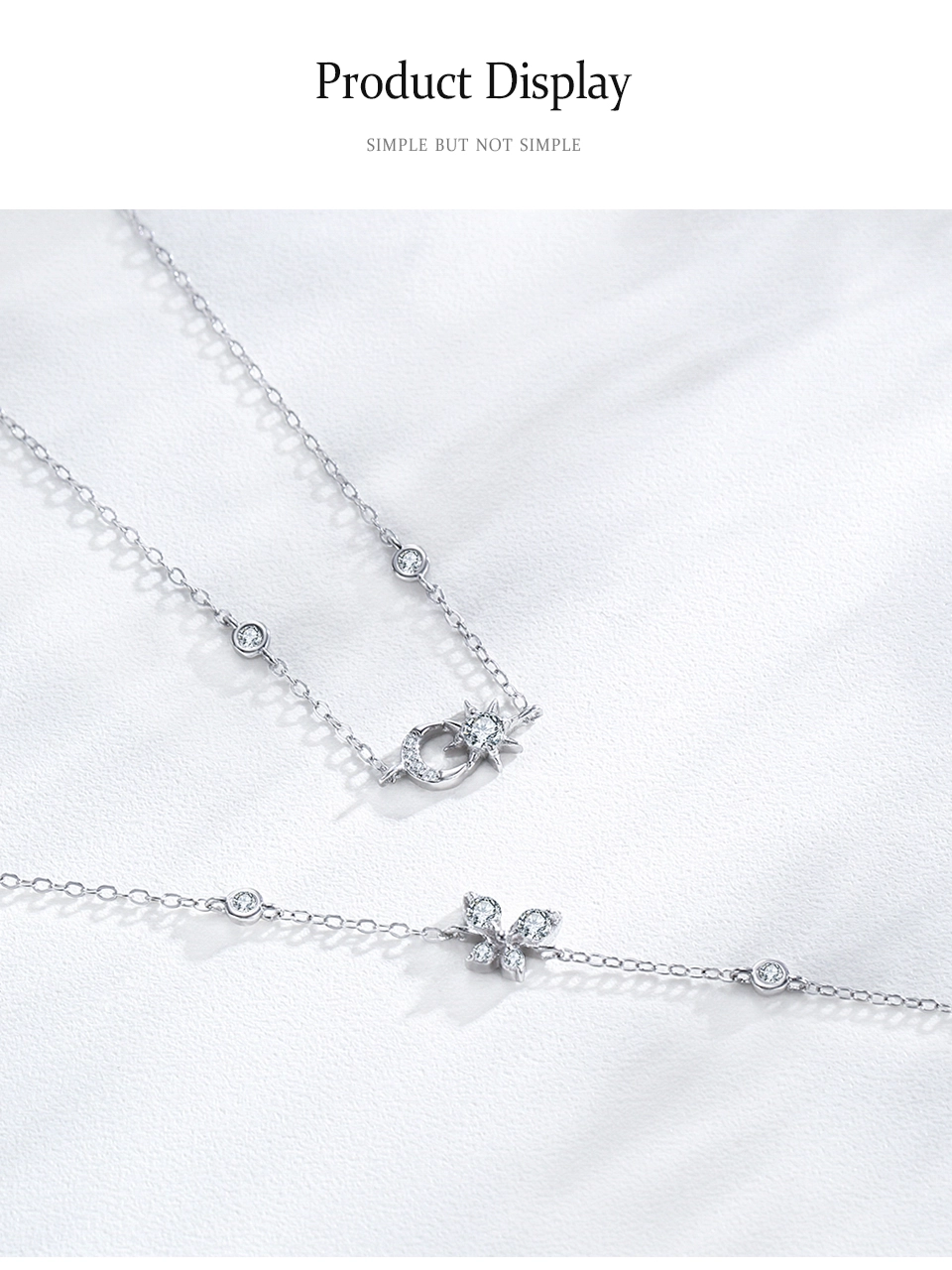 Creative Sun Moon Chain Bracelet 925 Sterling Silver