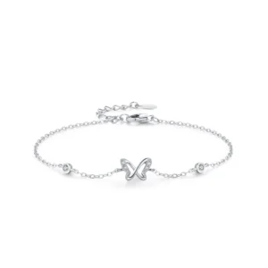 Cute Hollow Small Butterfly Chain Bracelet 925 Sterling Silver