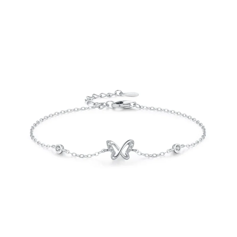 Cute Hollow Small Butterfly Chain Bracelet 925 Sterling Silver