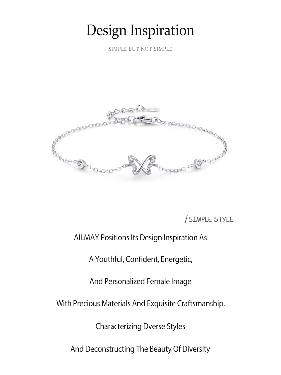 Cute Hollow Small Butterfly Chain Bracelet 925 Sterling Silver