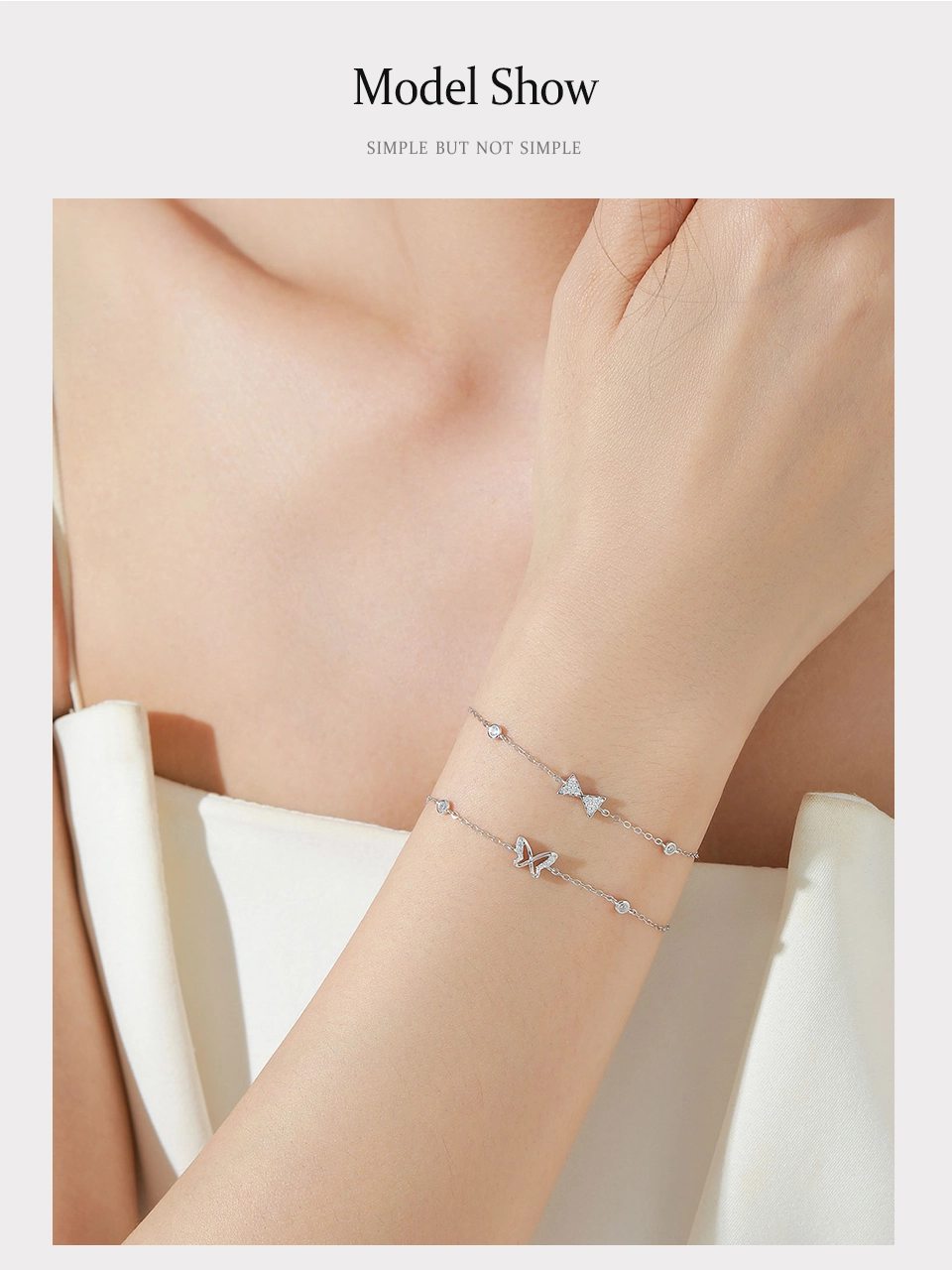 Cute Hollow Small Butterfly Chain Bracelet 925 Sterling Silver