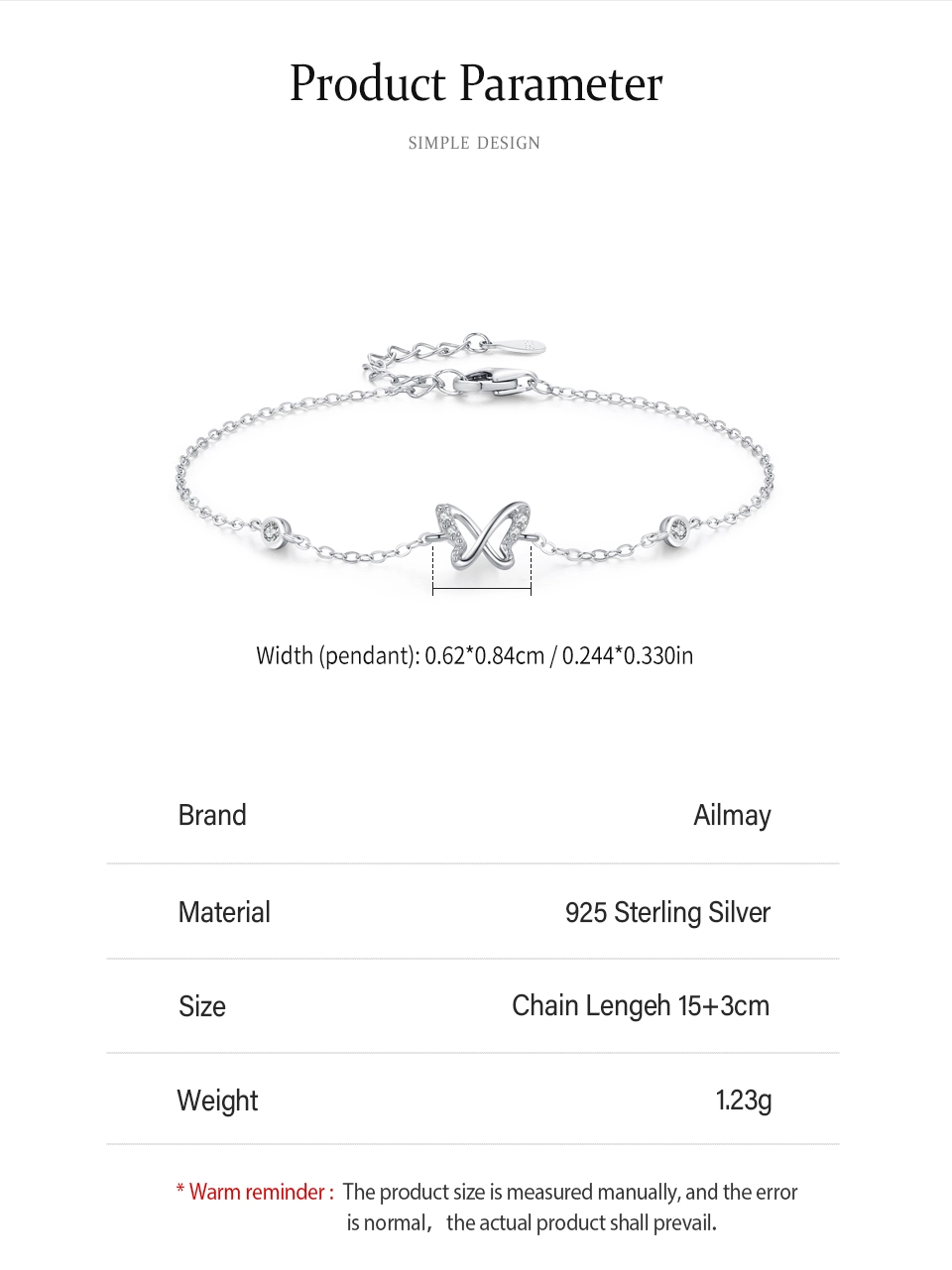 Cute Hollow Small Butterfly Chain Bracelet 925 Sterling Silver