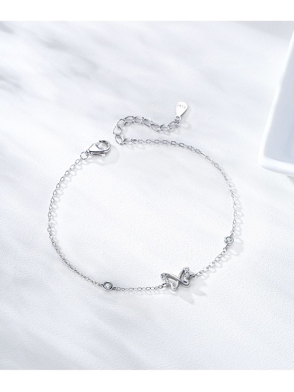Cute Hollow Small Butterfly Chain Bracelet 925 Sterling Silver