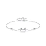 Fashion Bow Shaped Chain Bracelet 925 Sterling Silver