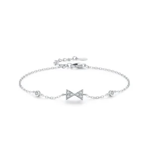 Fashion Bow Shaped Chain Bracelet 925 Sterling Silver