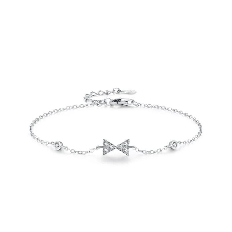 Fashion Bow Shaped Chain Bracelet 925 Sterling Silver
