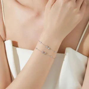 Fashion Bow Shaped Chain Bracelet 925 Sterling Silver