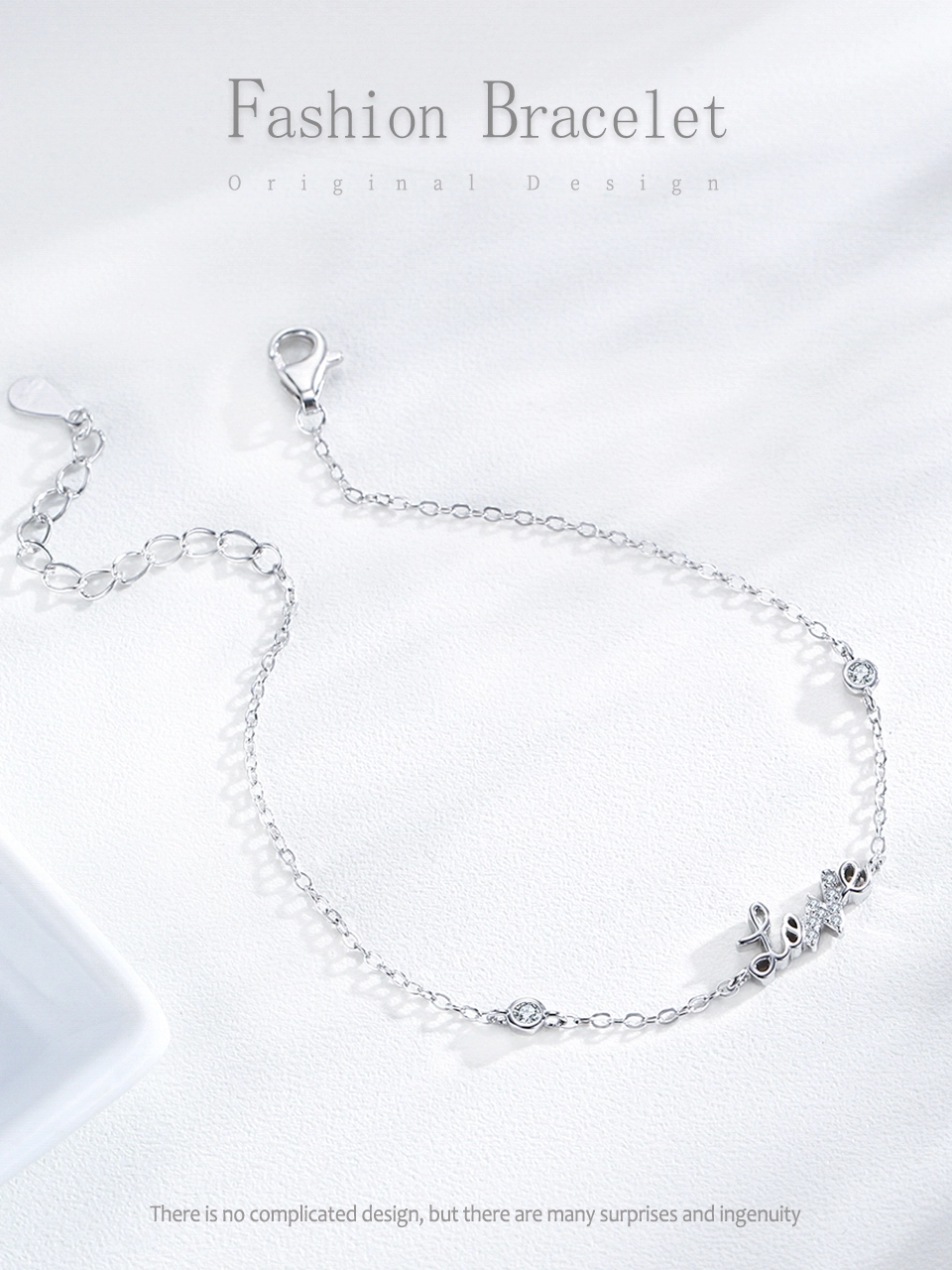 Romantic LOVE Letter Chain Bracelet 925 Sterling Silver