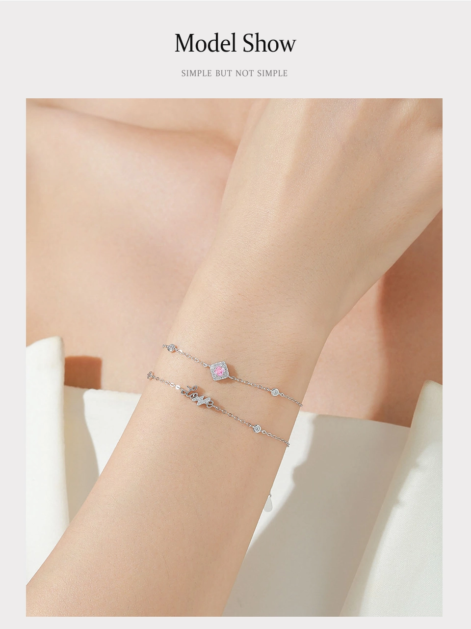 Romantic LOVE Letter Chain Bracelet 925 Sterling Silver