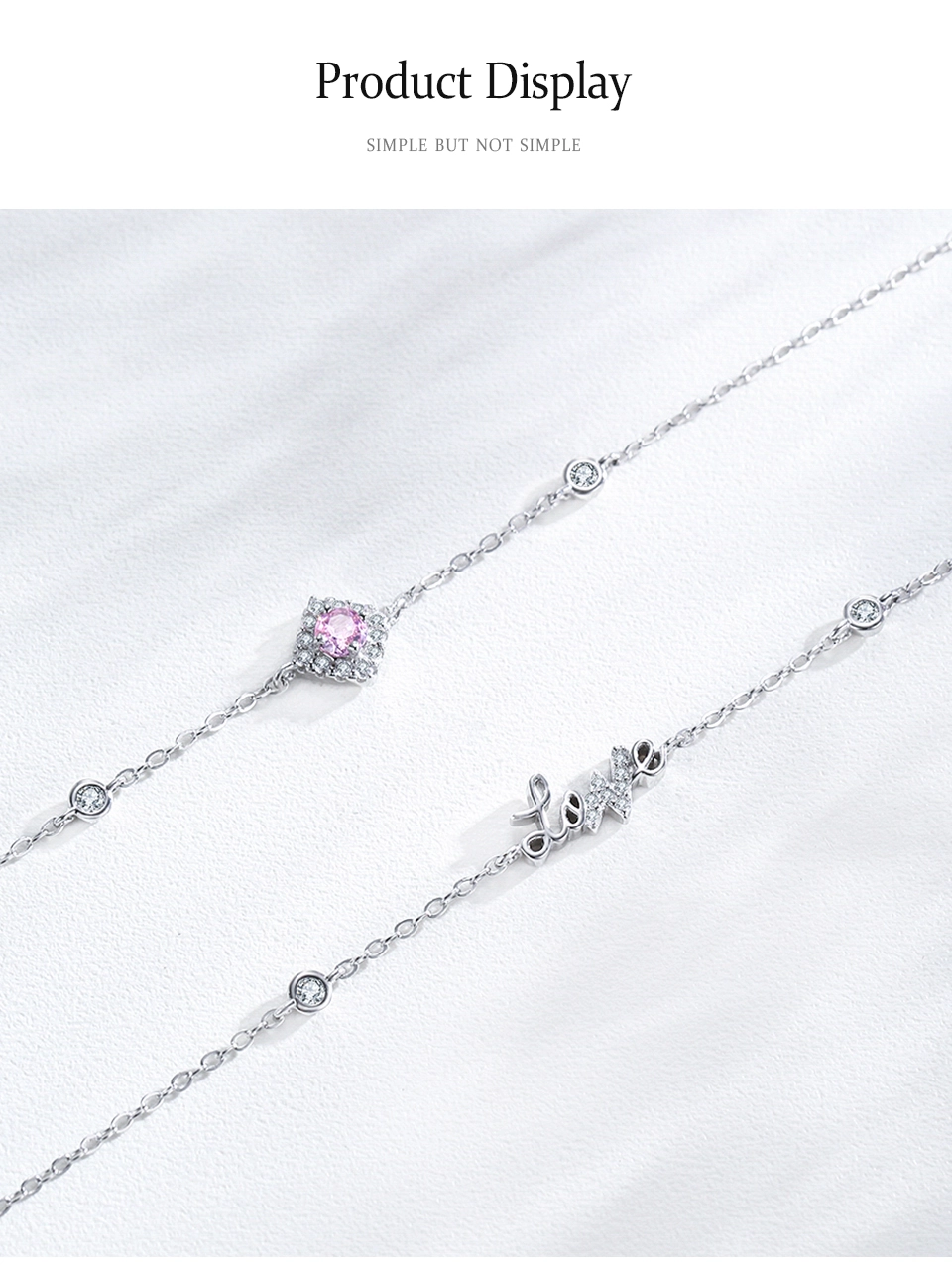 Romantic LOVE Letter Chain Bracelet 925 Sterling Silver