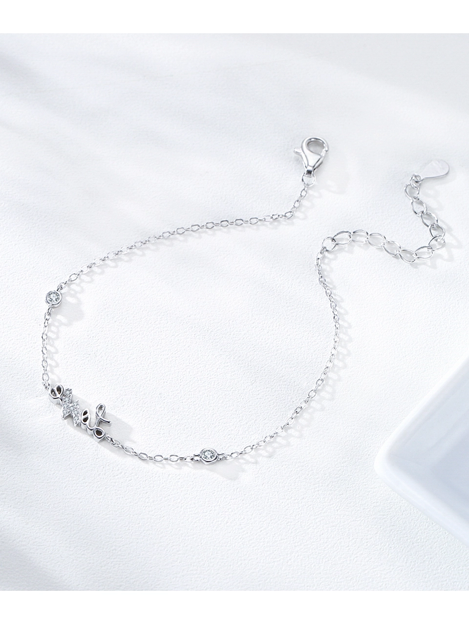 Romantic LOVE Letter Chain Bracelet 925 Sterling Silver