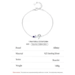 Blue Zircon Ball Lovely Cat Chain Bracelet 925 Sterling Silver
