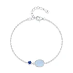 Geometric Design Opal Chain Bracelet 925 Sterling Silver