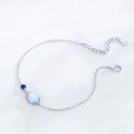 Geometric Design Opal Chain Bracelet 925 Sterling Silver