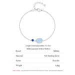 Geometric Design Opal Chain Bracelet 925 Sterling Silver