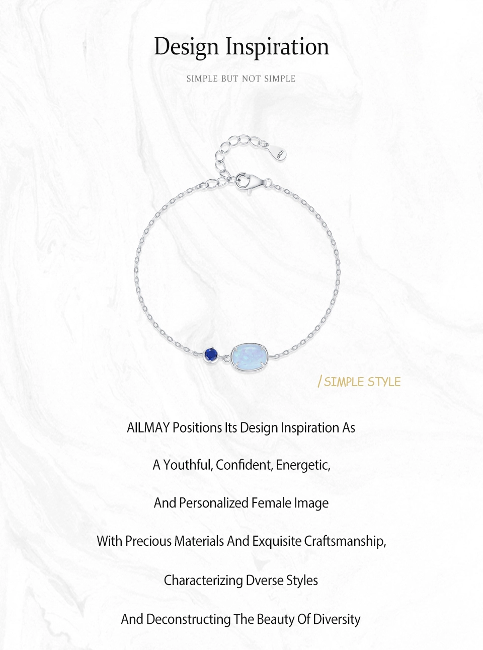 Geometric Design Opal Chain Bracelet 925 Sterling Silver
