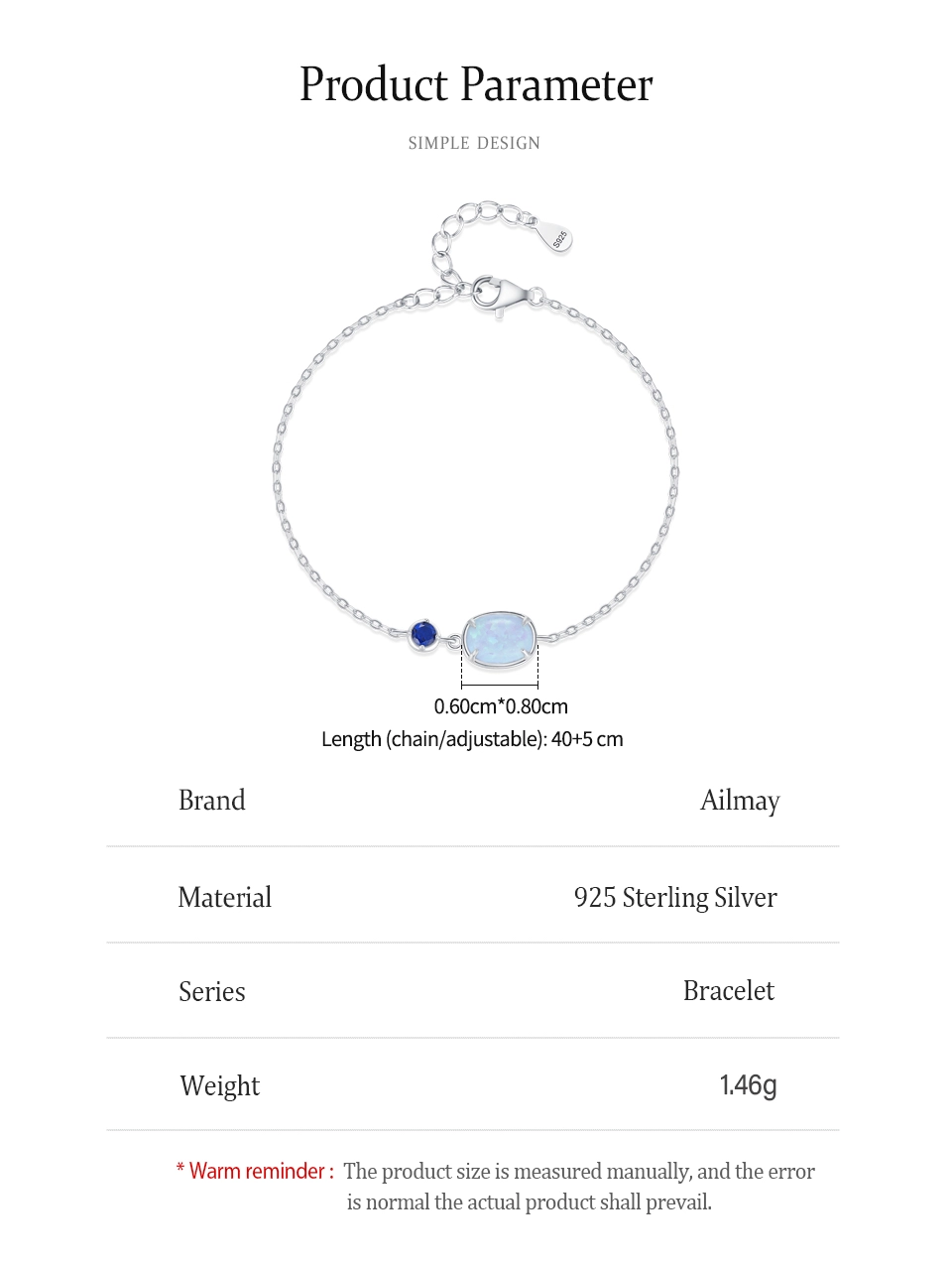 Geometric Design Opal Chain Bracelet 925 Sterling Silver