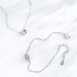 Romantic and Lovely Shiny Pink Chain Bracelet 925 Sterling Silver