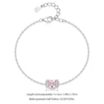 Romantic and Lovely Shiny Pink Chain Bracelet 925 Sterling Silver