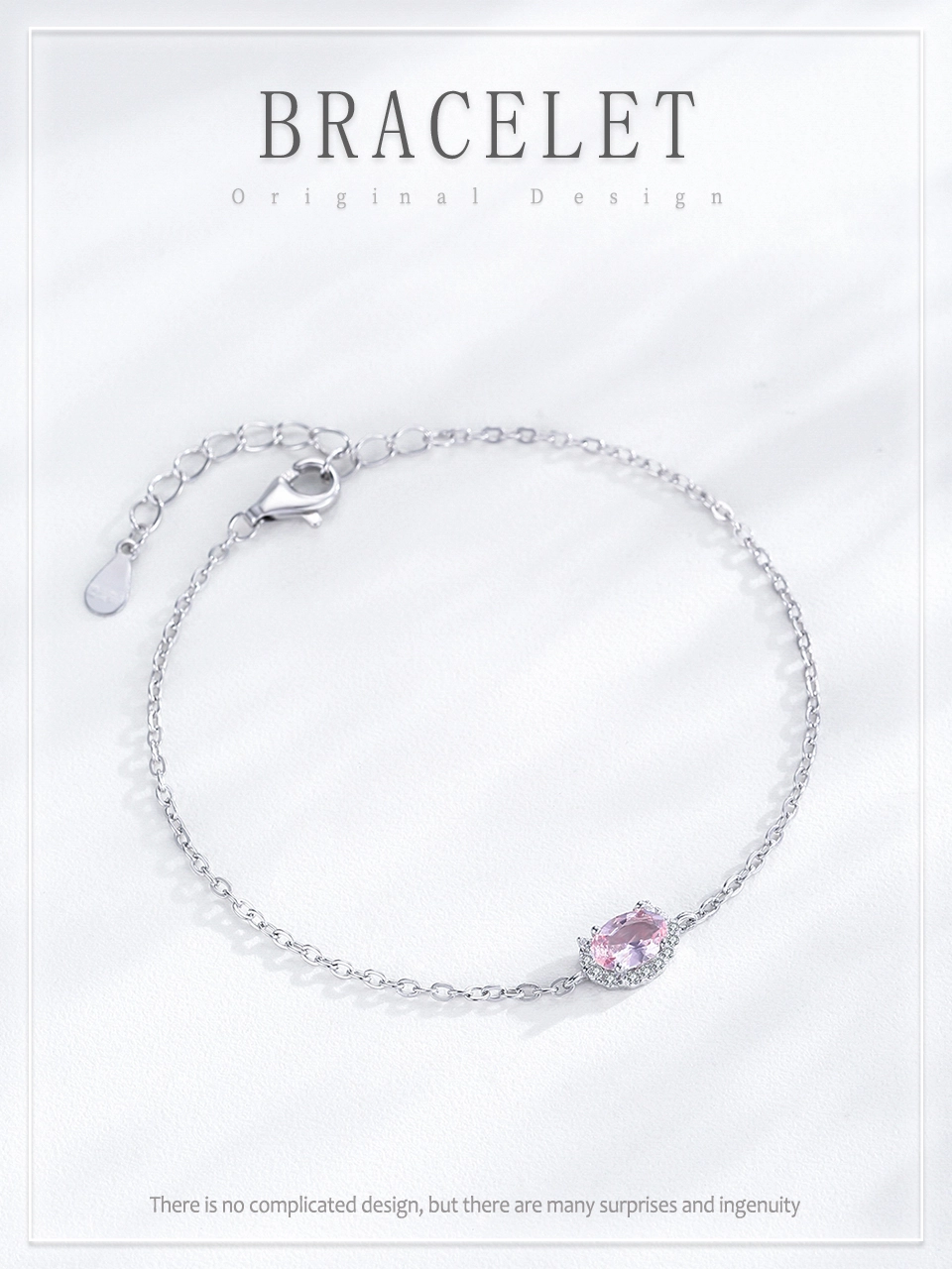 Romantic and Lovely Shiny Pink Chain Bracelet 925 Sterling Silver