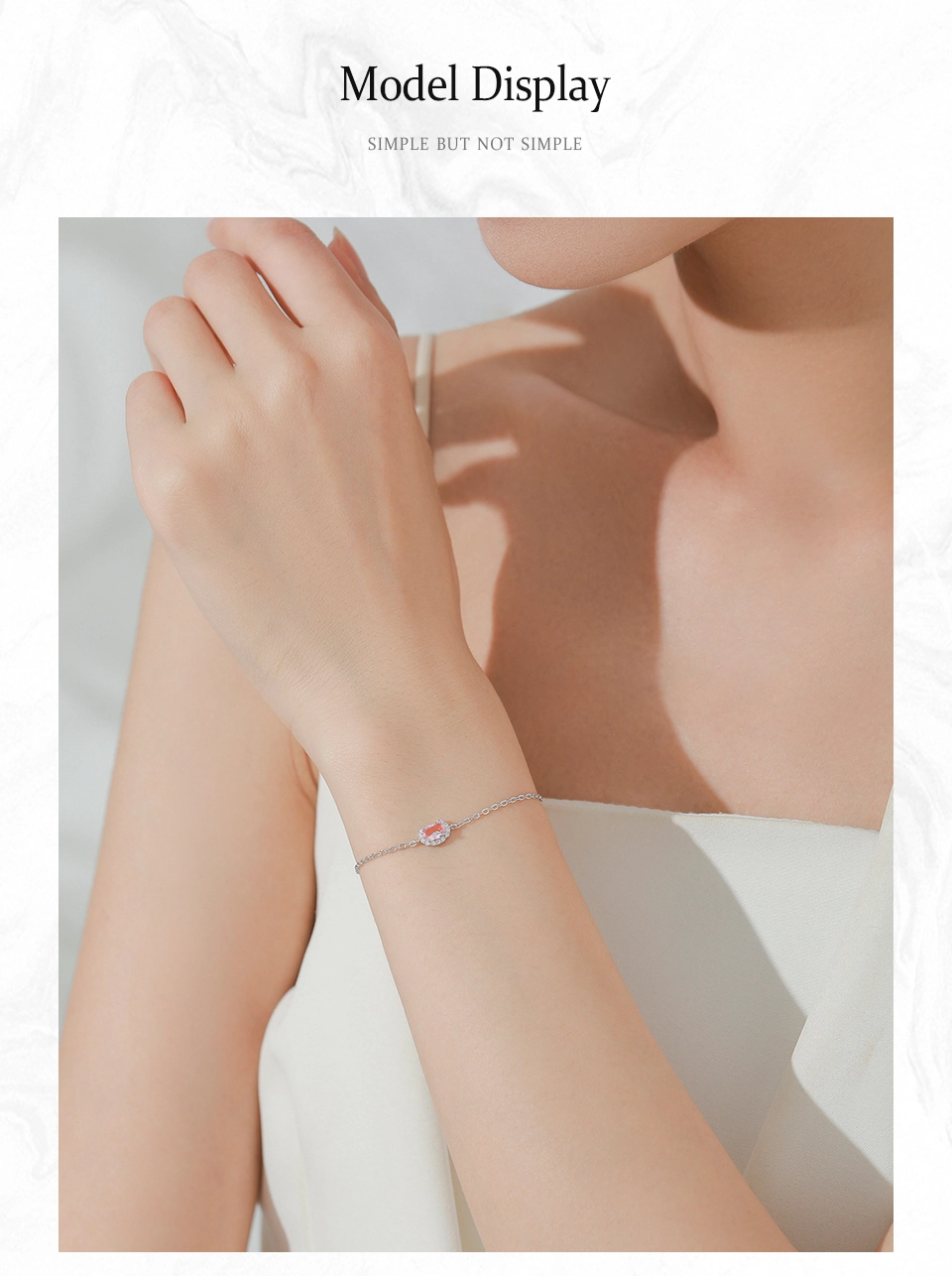 Romantic and Lovely Shiny Pink Chain Bracelet 925 Sterling Silver