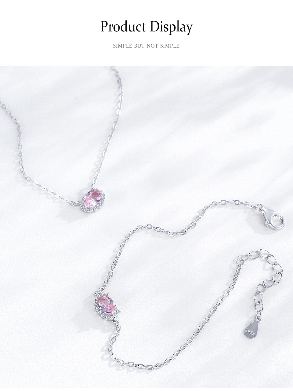 Romantic and Lovely Shiny Pink Chain Bracelet 925 Sterling Silver