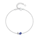 White Blue Zircon Geometric Chain Bracelet 925 Sterling Silver
